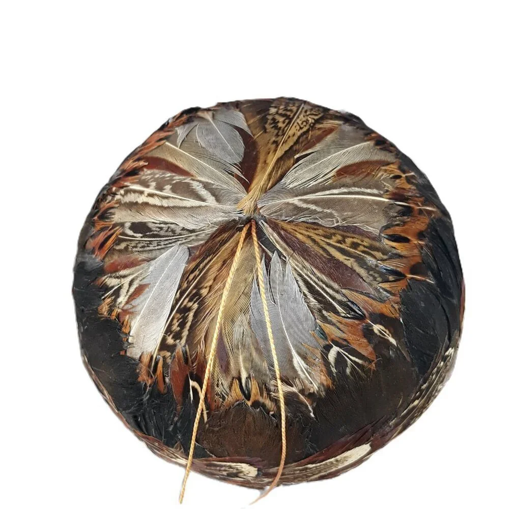 Large Feather Flocked Orb Ball Ornament Christmas Holiday Festive